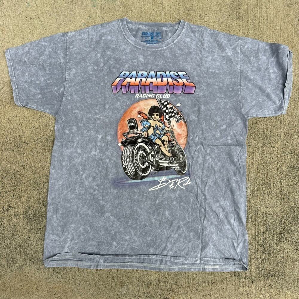 Paradise Lost Shirt Mens XL Gray Acid Wash Motorcycle Born to Ride Miami